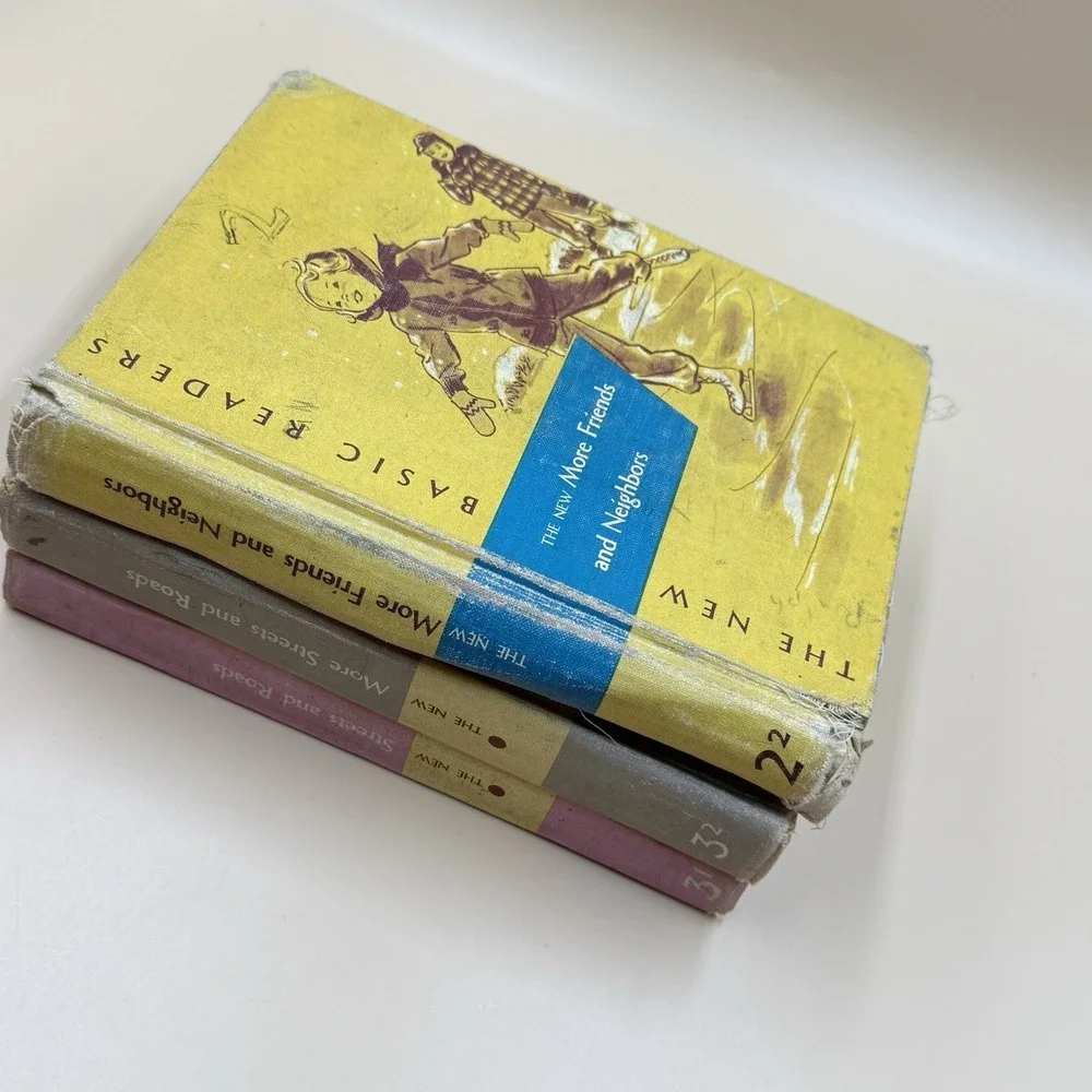 The New Basic Readers Series Lot of 3 Kids Illustrated Schoolbook 1950s VTG